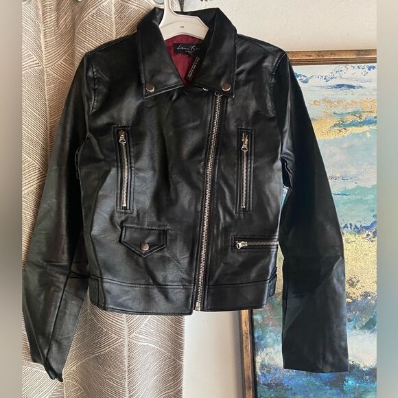 Love tree black women's biker jacket - Picture 11 of 12